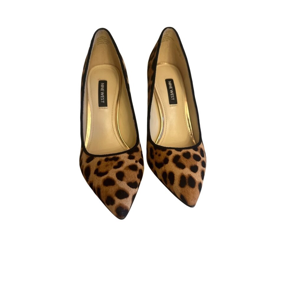 Nine West Womens 6M Leopard Print Stiletto Calf Hair Heels Office Professional